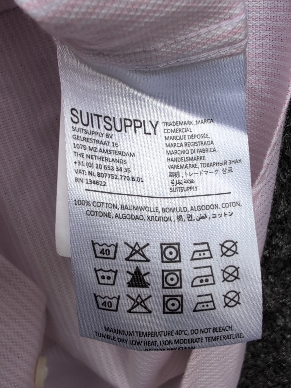 SuitSupply Traveller Dress Shirt Mens 15.5 39 M Pink Striped Slim Fit Button Up - Picture 7 of 14